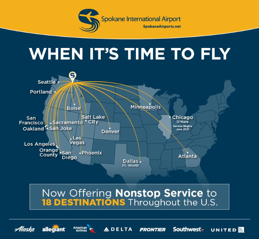 Spokane Intl Airport > Flight Info > NonStop Flights